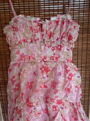 ASTR The Label Vonnessa Floral Tiered Maxi Dress Pink S NWT $168 thumbnail 4