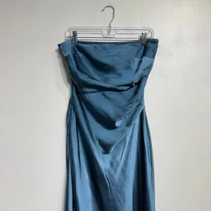 Runaway The Label Steel Blue Kristine Strapless Satin Maxi Dress Sz M thumbnail 3