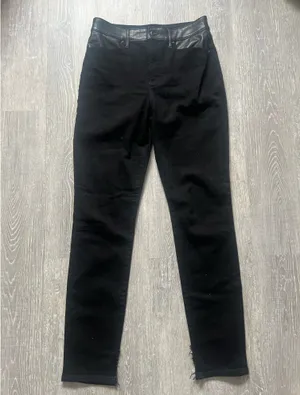 Express 90s Skinny High-Rise Jeans with faux leather panel thumbnail 2