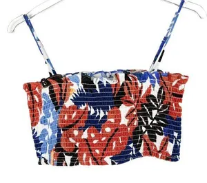NWT Anthropologie O.P.T. Floral Smocked Linen Blend Crop Top Size Small S NEW thumbnail 1