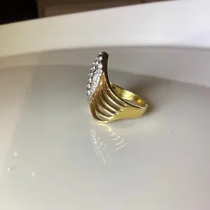 Gold Toned Crystal 'V' Chevron Ring Size 8 thumbnail 5