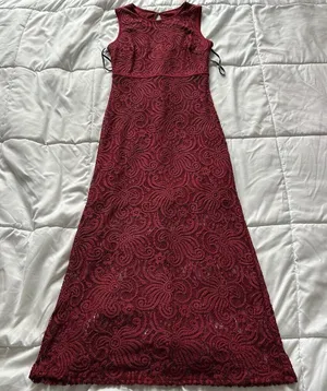Enfocus Studio Womens 8 Burgundy Lace Maxi‎ Dress Sleeveless Elegant Formal Gown thumbnail 1