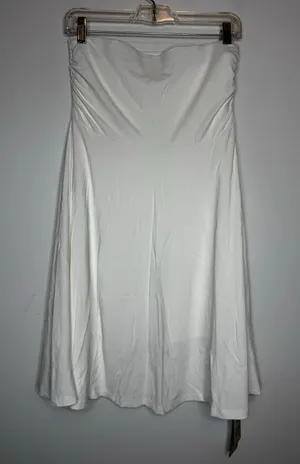 OGLmove Pure White Flowy Side Ruched A-Line Midi Skirt Size Medium New thumbnail 1