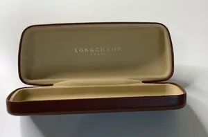 Longchamp Paris Brown Hard Shell Clamshell Sunglasses Eyeglasses Case, Used thumbnail 1