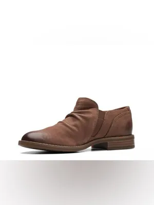 NEW Clarks Camzin Pace Bootie Brown SZ-7.5 Ruched Low Heel Ankle thumbnail 5