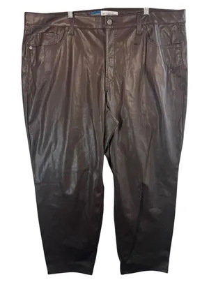 Old Navy Brown Faux Leather Straight Pants Plus‎ Size 20 Vegan Leather Trousers thumbnail 1