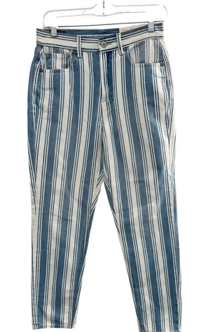 American Eagle Mom Jean Retro Indigo Stripe High Rise Denim Pants Size 2‎ NWT thumbnail 1