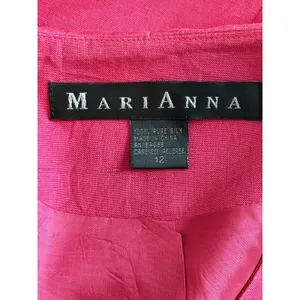 Vintage Marianna Womens 12 Hot Pink 100% Silk Short Sleeve Blazer Jacket 90s thumbnail 5