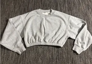 Alo Yoga Devotion Sweatshirt Cropped Heathered Grey Size Small thumbnail 1