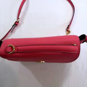 Steve Madden Pink Melodie Crossbody Bag Gold SM Logo Flap Messenger Purse 9"x7"‎ thumbnail 9