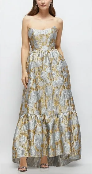 Dessy Collection by Vivian Diamond Winter Mist Corset Dress 16R thumbnail 1