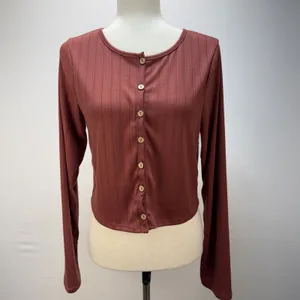 Free People Free-est Monica Shorts Cardigan Set Size M Brick Red Ribbed‎ Knit thumbnail 2