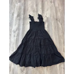 Kourt Calypso Maxi Dress Black Swiss Dot‎ Ruffle Smocked Tiered Size XL thumbnail 6