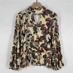 Entro‎ Tunic Top Womens Small Multicolor Butterfly Keyhole Neck Bell Sleeves thumbnail 1