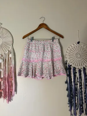 LoveShackFancy Diamond Skirt in Petunia Pink Size XS thumbnail 3