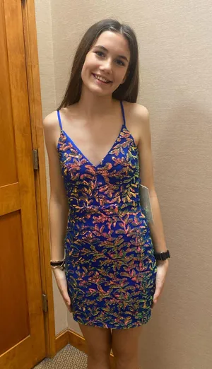 DILLARDS blue iridescent hoco dress thumbnail 4
