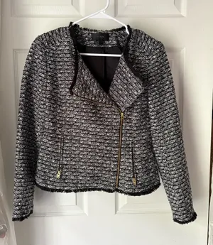 J. Crew Tweed Moto Jacket Fringe Hem zip 9% wool size 4 thumbnail 1