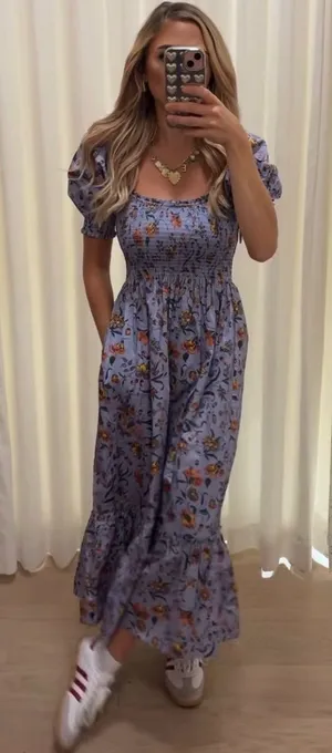 Hill House Lila Nap Dress summer Thistle Fleur Chintz lavender floral rare $200 thumbnail 1