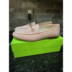Sam Edelman Women Loraine Loafers Shoes Pink Metallic‎ Linen Size 8.5 Equestrian thumbnail 3