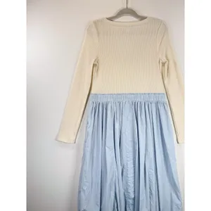 Anthropologie Daily Practice Midi Dress Blue Twofer V Neck Ribbed Stretch Medium thumbnail 9