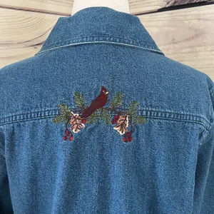 North Crest Vintage Denim Winter Embroidered Button Down Shirt Jacket thumbnail 7