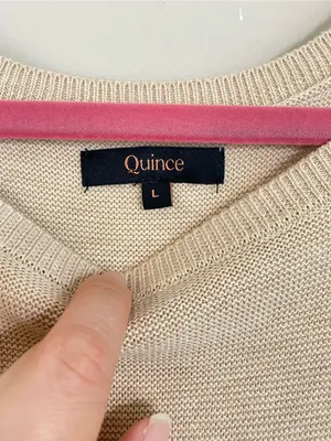 Quince Heather Oatmeal Lightweight Cotton Cashmere Link-Stitch Dolman Sweater L thumbnail 4