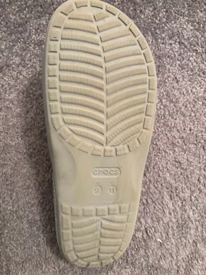 Crocs Women's Slide Sandals in Light Gray with Pink & Purple Print Size 11 thumbnail 4