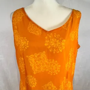 JH collectibles orange printed chiffon overlay maxi dress size 14 thumbnail 2