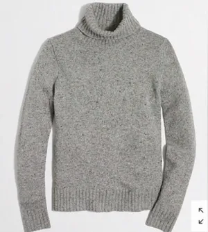 J. Crew Donegal Turtleneck Sweater Lambs Wool Gray Womens Large Scandi Minimal thumbnail 1