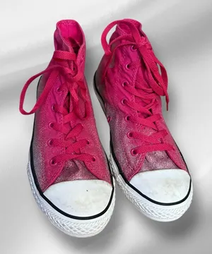 Converse All Star Pink‎ Metallic High Top Athletic Shoes thumbnail 1