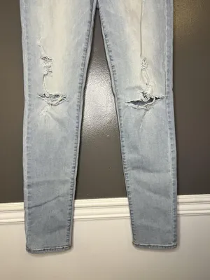 American Eagle Outfitters Jegging Jeans Womens 12 X-Long Light Wash Distressed thumbnail 3