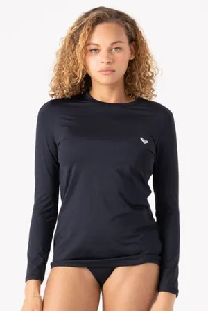 Roxy Enjoy Waves Long Sleeve Crewneck Black Lycra Rashguard Swim Top Size Small thumbnail 1