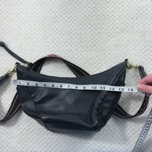 Lucky Brand Black Leather Guitar Embroidered Strap Crossbody Bag Purse Bohemian thumbnail 11