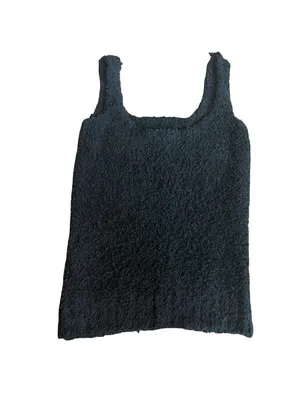 Skims Cozy Knit Fuzzy Teddy Sherpa Tank Top Black Onyx Stretch Size XS Women's thumbnail 8