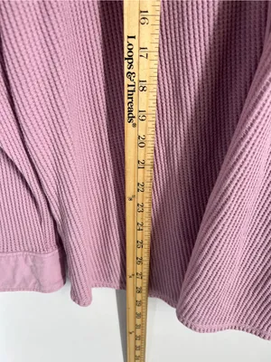 J.Jill Waffle‎ Knit Button Down Shirt Pink Cotton Shacket XL thumbnail 11