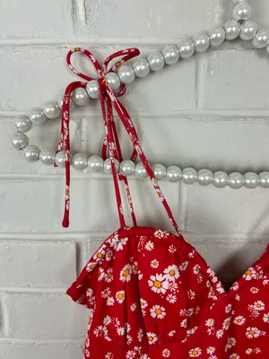 Princess Polly Red Floral Tie Strap Mini Dress Size 2 thumbnail 5