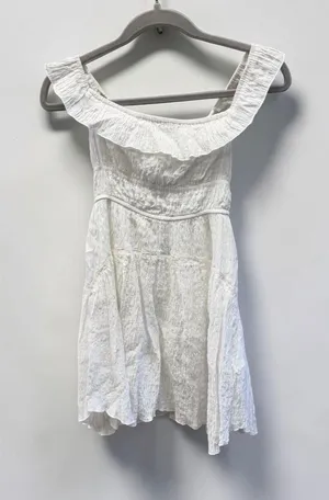 Urban Outfitters White Textured Ruffle Mini Dress Size Small thumbnail 1