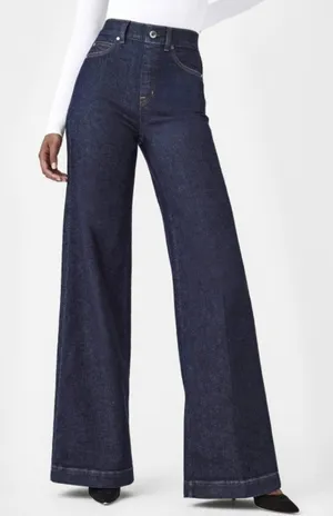 Spanx Shape Every Wear Wide Leg Jeans Raw Indigo High-Rise Waist Shapewear Denim thumbnail 1