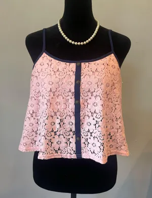 Pink lace cami top like new medium thumbnail 1