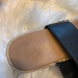 Aldo Women's Size 8 Espadrille Slide Sandals Double Strap Black Slip On Platform thumbnail 5