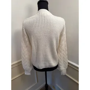 Vigoss Women's Cream White Cable Knit Pullover Sweater Crew Neck Cozy Preppy thumbnail 5