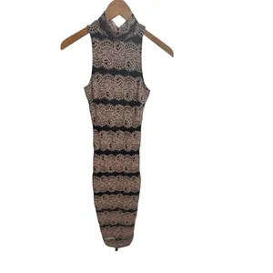 Privy Size S High Neck Lace Bodycon Maxi Dress Black Gold Special‎ Occasion NYE thumbnail 11