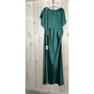 NWT Lulus Captivating Presence Forest Green Satin Cowl Back Maxi Dress Formal 2X thumbnail 3