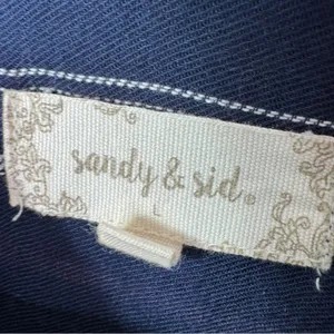 Sandy & Sid Striped Long Sleeve Button‎ Up Crop Shirt Blue White Large thumbnail 9