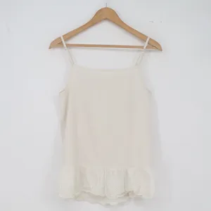 XIYOU Cami Top Womens M X1226 Eyelet Lace Ruffle Cream Adjustable Strap Exc thumbnail 4