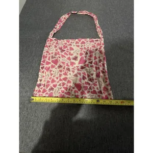 Free People Pink Heart Print Slouchy Hobo Bag Crossbody Tote Cream Hippie Boho thumbnail 4