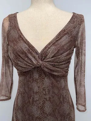 Vintage Brown multi snake print maxi dress size xs/s thumbnail 2