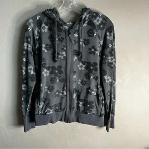 Evy’s Tree The Hallie Grey‎ Floral Zip Up Hooded Sweater thumbnail 3