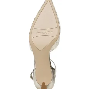 NEW Franco Sarto Taros Metallic Ankle Strap Pump SZ-9.5 White Tan thumbnail 8