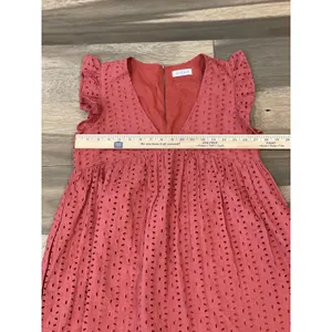 Vestique Eyelet Embroidered Skort Dress Size M Terracotta V‑Neck Flutter Sleeves thumbnail 3